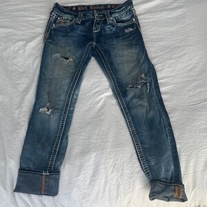 Rock Revival Women's Distressed Blue Boyfriend Jeans